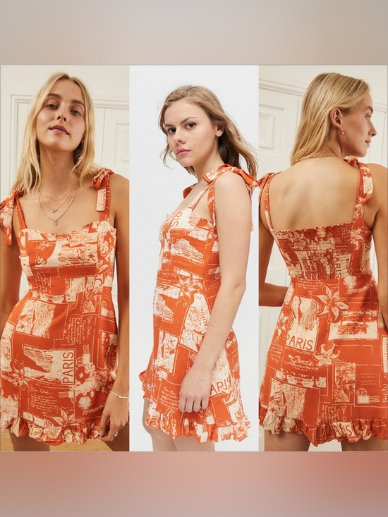 Urban Outfitters Dresses & Skirts - Urban Outfitters Jolene Postcard Print Linen Mini Dress